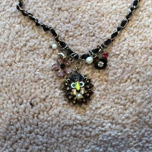 Betsey Johnson black and gold Lion charm necklace